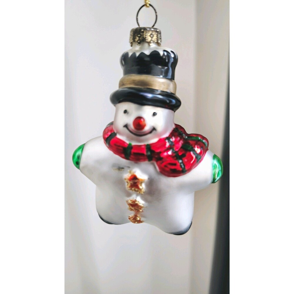 Thomas Pacconi Museum Series Snowman Top Hat Glass Christmas Ornament Vintage